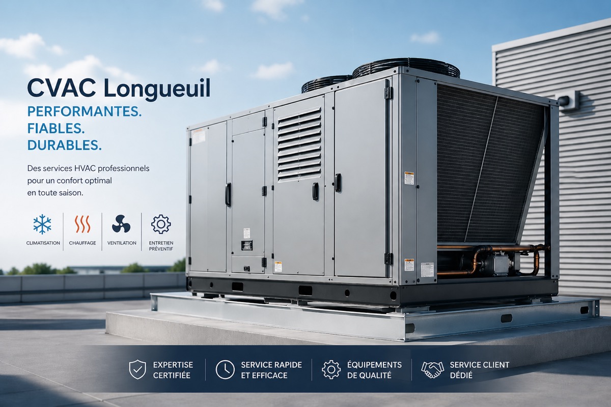 Technicien CVAC près d'une unité de thermopompe
